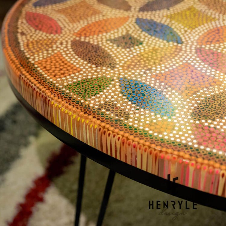 Lucky Coins Colored Pencil Coffee Table