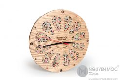 Colored-Pencil Flower Wood Clock