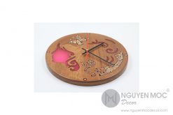 Erato Muse Resin Colored-Pencil Wood Clock