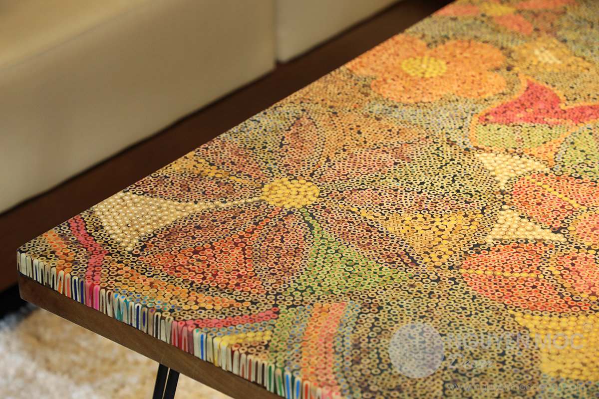 Exotic Flowers Colored-Pencil Table