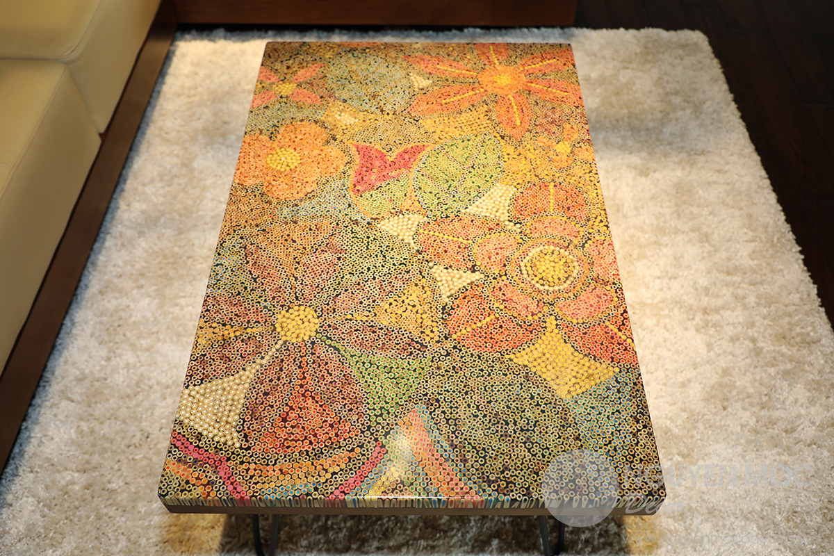 Exotic Flowers Colored-Pencil Table