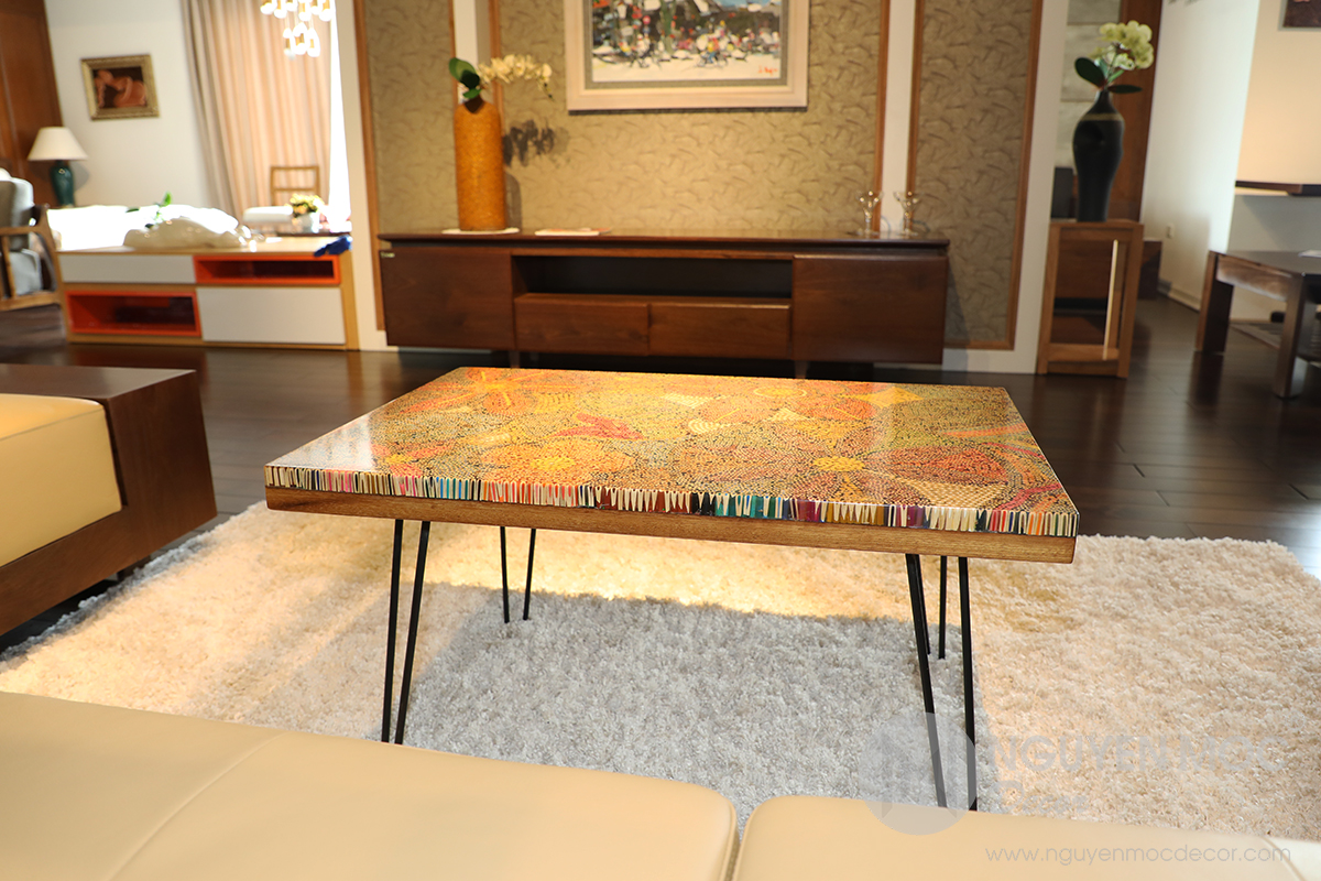 Exotic Flowers Colored-Pencil Table