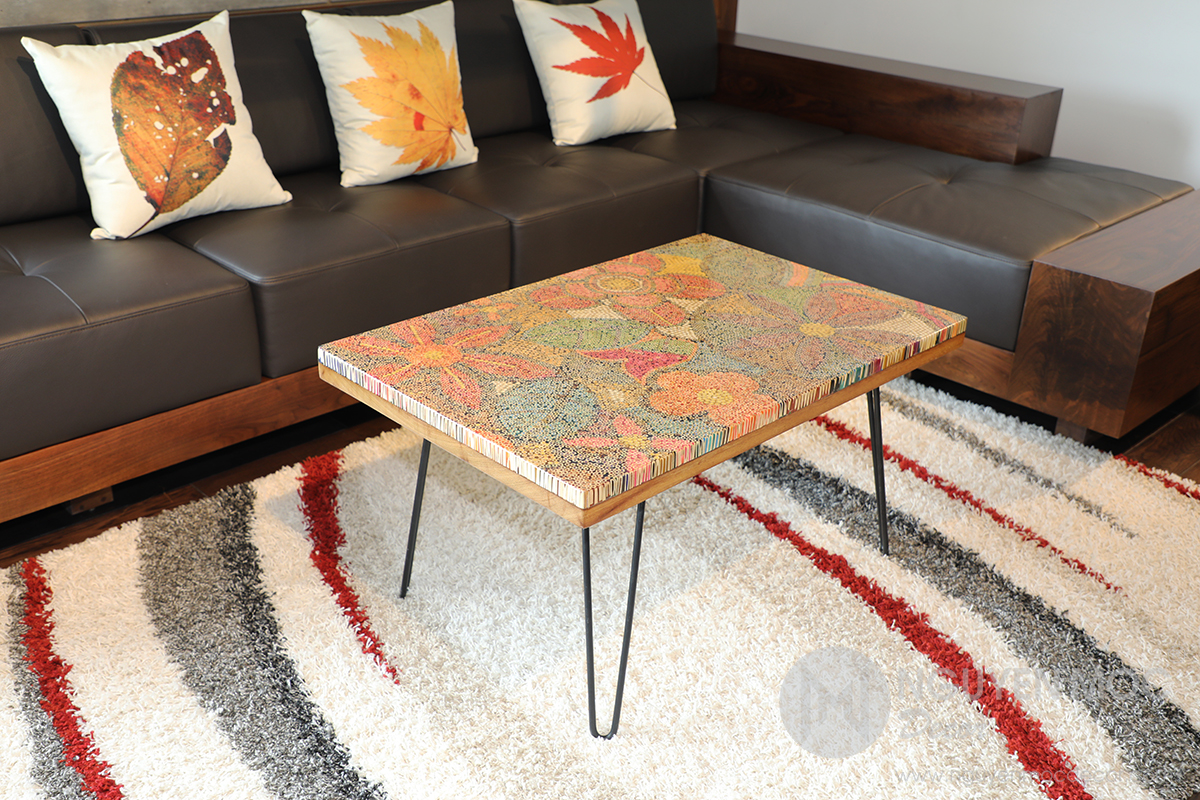 Exotic Flowers Colored-Pencil Table