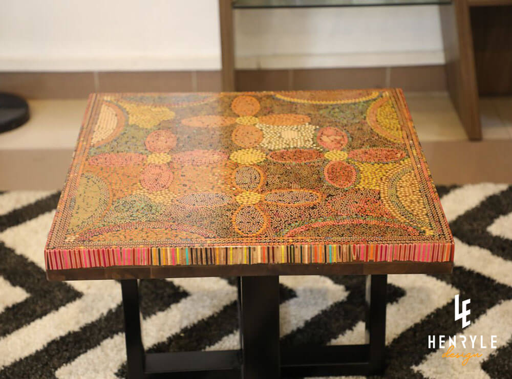 Five Blooms Colored-Pencil Coffee Table 1