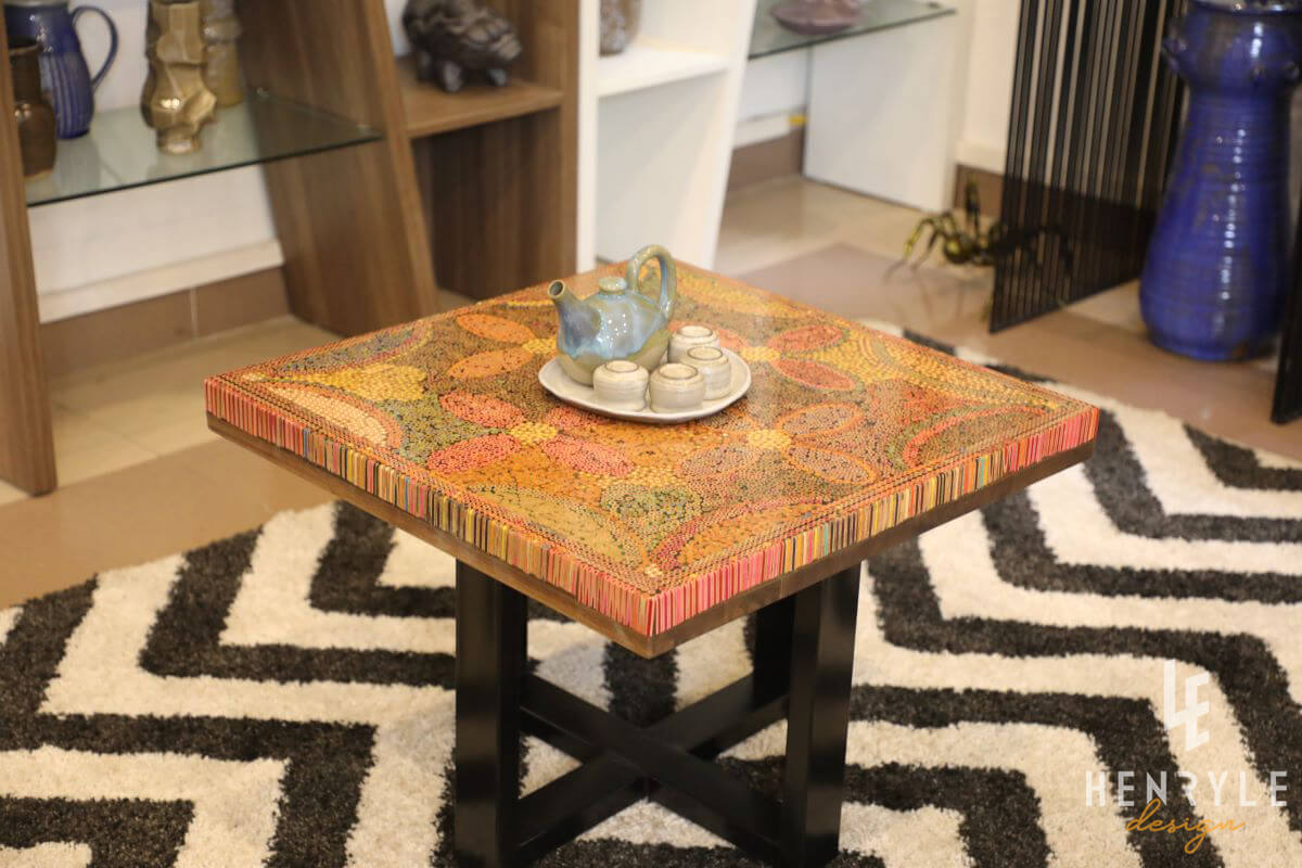 Five Blooms Colored-Pencil Coffee Table