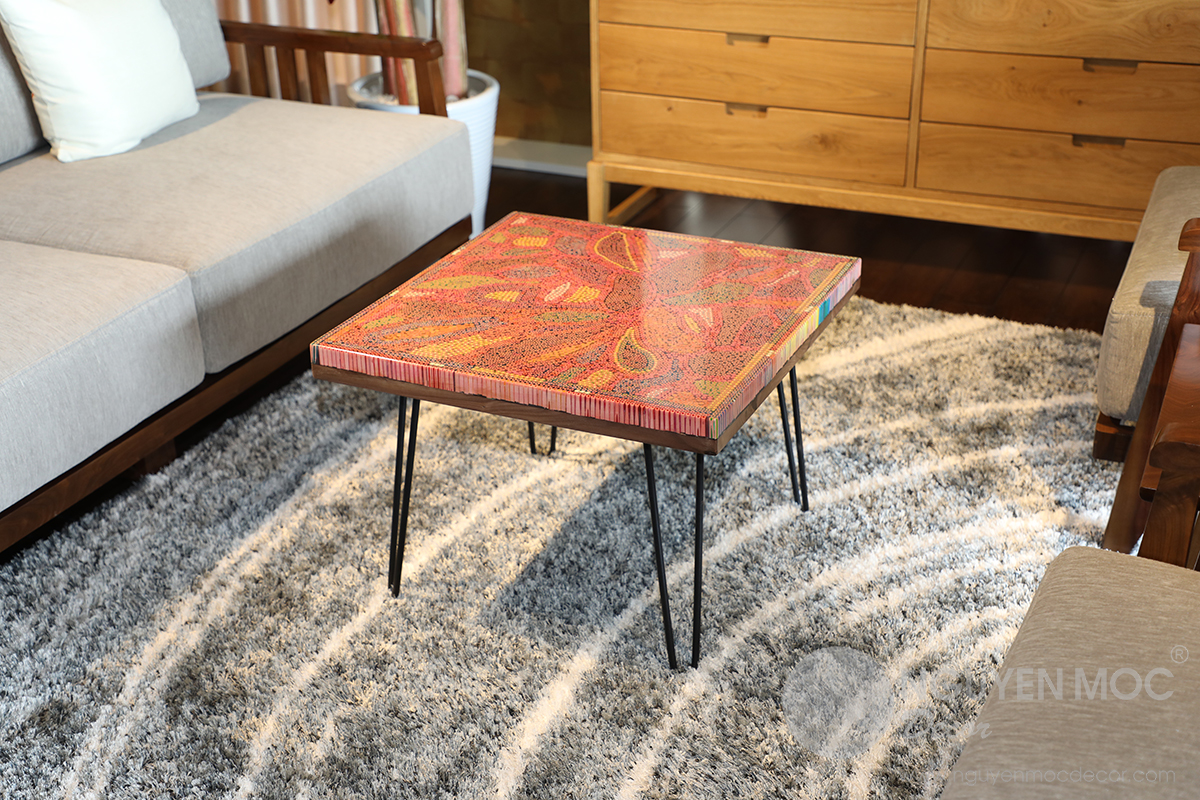Lotus Pond Colored-Pencil Coffee Table