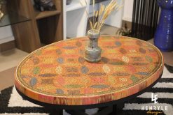 Lucky Coins Colored Pencil Coffee Table with ceramic