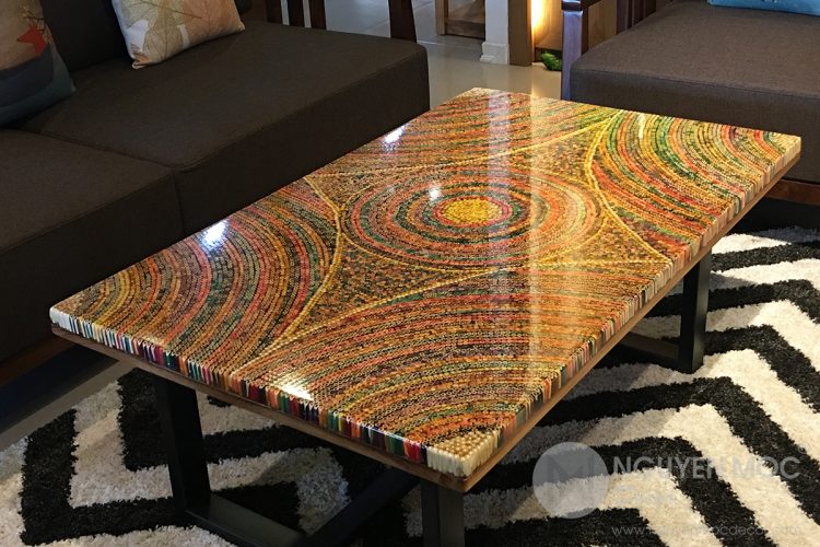 Sun Over the Rainbow Colored-Pencil Coffee Table