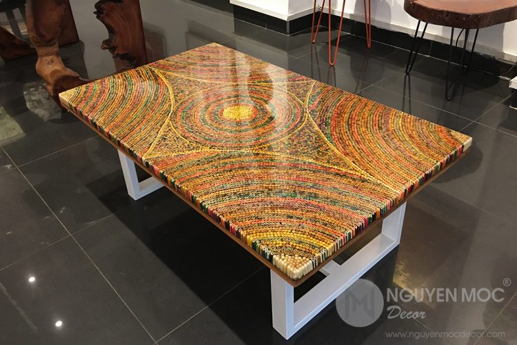 Sun Over the Rainbow Colored-Pencil Coffee Table