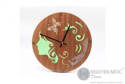 Terpsichore Muse Colored-Pencil Wood Wall Clock