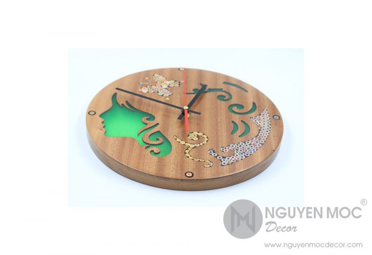 Terpsichore Muse Colored-Pencil Wood Wall Clock