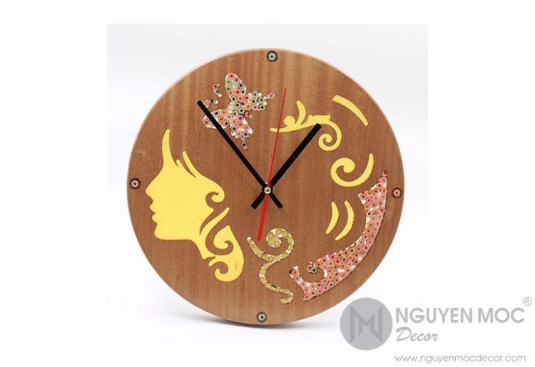 Thalia Muse Colored-Pencil Wood Wall Clock