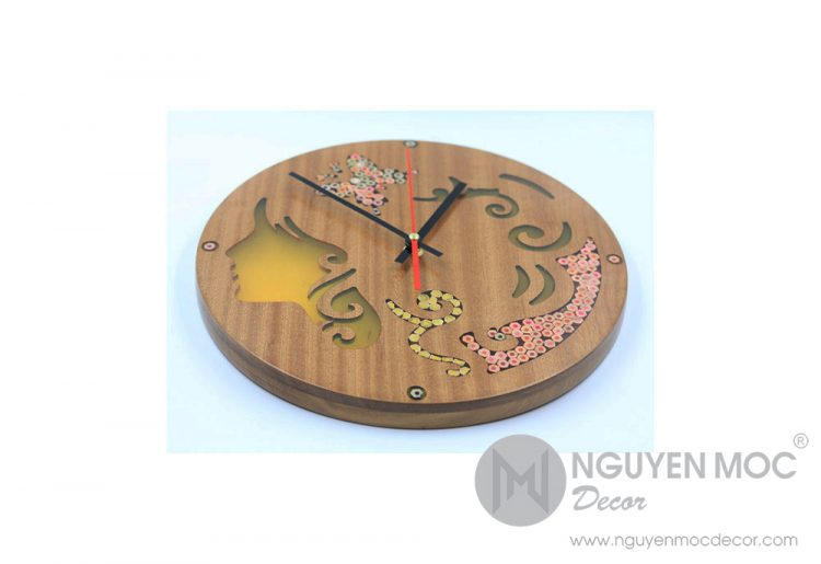 Thalia Muse Colored-Pencil Wood Wall Clock