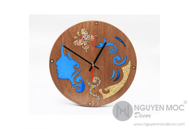 The Euterpe Resin Colored-Pencil Wood Clock
