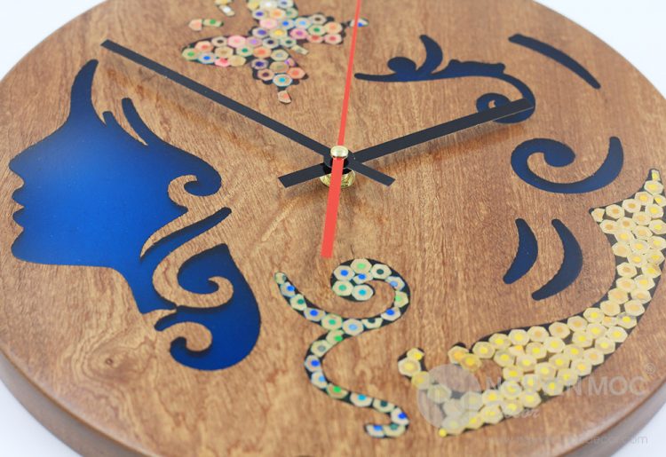 The Euterpe Resin Colored-Pencil Wood Clock