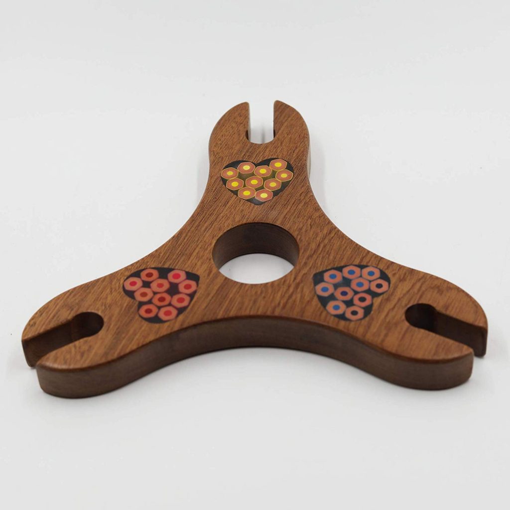 Triangle ColoredPencil Wine Holder with 3 Long Stem Glasses Nguyen