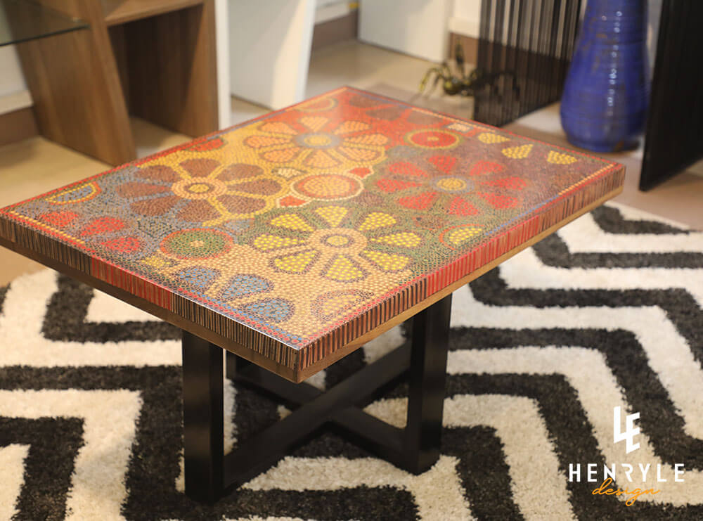 Wild Cosmos Flower Colored-Pencil Coffee Table 3